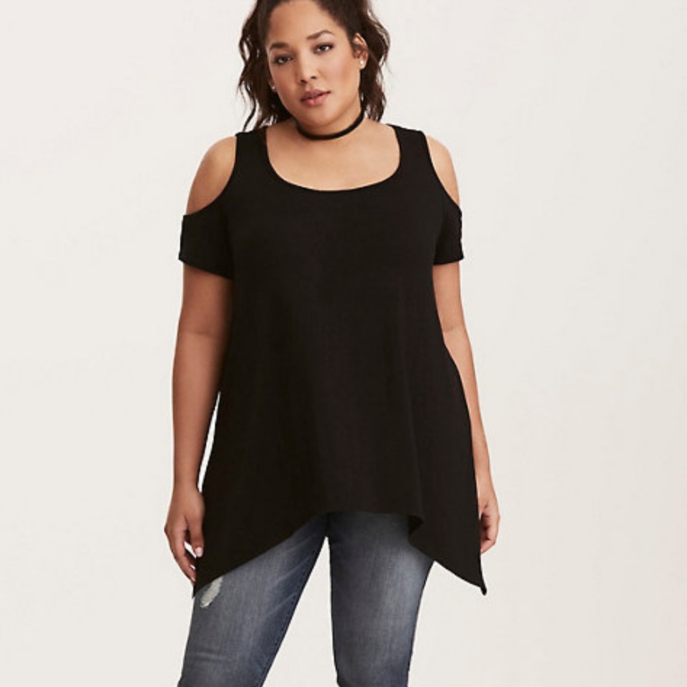 Black cold shoulder top